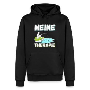 MEINE THERAPIE - Angeln - Männer Premium Bio Hoodie - Schwarz - Vorne - Nico (187cm)