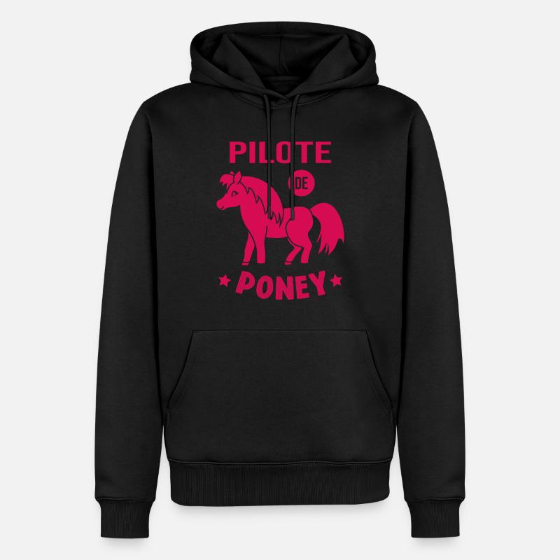 Pilote De Poney Humour Cadeau Équitation Cavalière - Sweat à capuche Premium bio Homme - noir