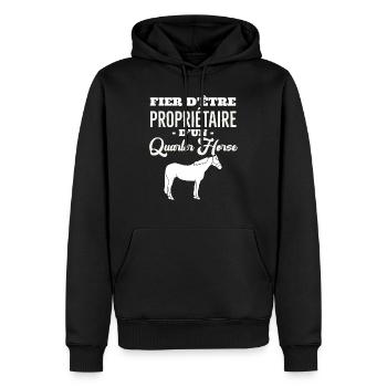 Cheval quarter Horse - Sweat à capuche Premium bio Homme - noir - Devant - Nico (187cm)