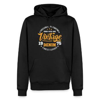 College Vintage Denim Design Original premium good - Men’s Premium Organic Hoodie - black - Front - Nico (187cm)
