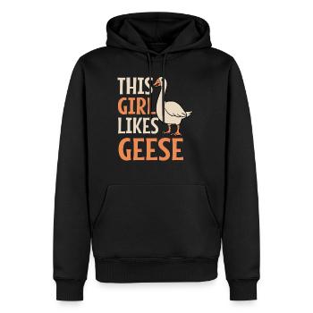Mädchen mag Gänse ironischer Spruch niedlicher - Männer Premium Bio Hoodie - Schwarz - Vorne - Nico (187cm)