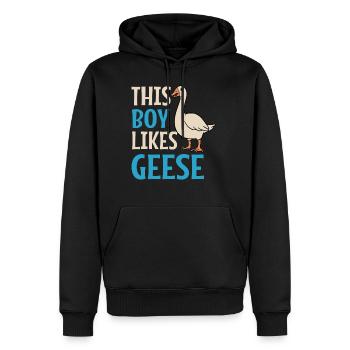 Junge mag Gänse ironischer Spruch niedlicher - Männer Premium Bio Hoodie - Schwarz - Vorne - Nico (187cm)
