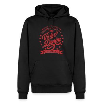 Vintage Denim Premium Product Clothing Co. Design - Men’s Premium Organic Hoodie - black - Front - Nico (187cm)