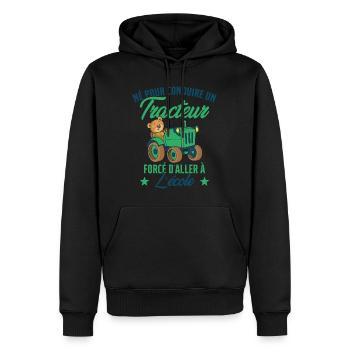 Né pour conduire un tracteur conducteur tracteur - Sweat à capuche Premium bio Homme - noir - Devant - Nico (187cm)
