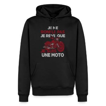 Je Ne Ronfle Pas Je Rêve Que Je Suis Une Moto - Sweat à capuche Premium bio Homme - noir - Devant - Nico (187cm)