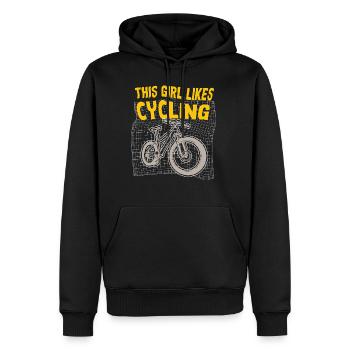 Fille aime le cyclisme, le cardio, le vélo drôle - Sweat à capuche Premium bio Homme - noir - Devant - Nico (187cm)