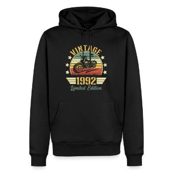 Vintage 1992 Retro Motorrad Geburtstagsgeschenk - Männer Premium Bio Hoodie - Schwarz - Vorne - Nico (187cm)