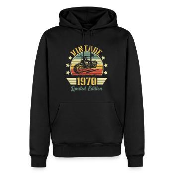 Vintage 1970 Retro Motorrad Geburtstagsgeschenk - Männer Premium Bio Hoodie - Schwarz - Vorne - Nico (187cm)