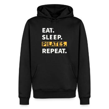Eat Sleep pilates Repeat - Men’s Premium Organic Hoodie - black - Front - Nico (187cm)