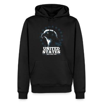 États-Unis 4 juillet Eagle - Sweat à capuche Premium bio Homme - noir - Devant - Nico (187cm)