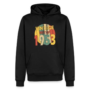 Né en 1953 Vintage Birth Retro - Sweat à capuche Premium bio Homme - noir - Devant - Nico (187cm)