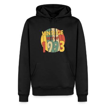 Né en 1993 Vintage Birth Retro - Sweat à capuche Premium bio Homme - noir - Devant - Nico (187cm)