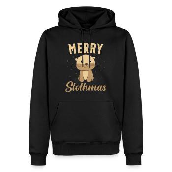 Sloth julegave - Herre Premium økologisk hoodie - sort - Foran - Nico (187cm)