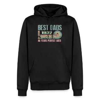 Die Besten Väter Sind 1937 Geboren, 86 Jahre Alt, - Männer Premium Bio Hoodie - Schwarz - Vorne - Nico (187cm)