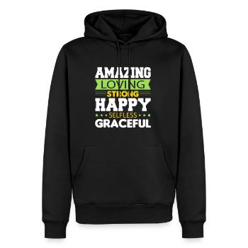Amazing Loving Strong Happy Selfless Graceful - Männer Premium Bio Hoodie - Schwarz - Vorne - Nico (187cm)