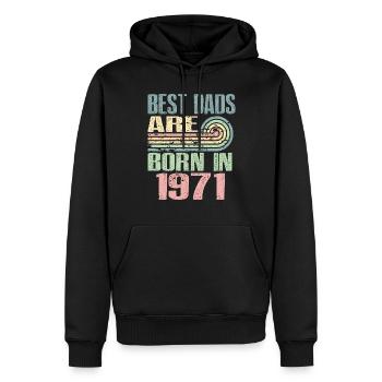 Les meilleurs pères sont nés en 1971, 52 ans, - Sweat à capuche Premium bio Homme - noir - Devant - Nico (187cm)