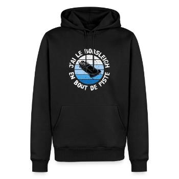 J'ai le Bobsleigh en bout de piste expression caca - Sweat à capuche Premium bio Homme - noir - Devant - Nico (187cm)