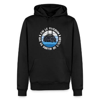 J'ai le pingouin qui va sortir de l'igloo - Sweat à capuche Premium bio Homme - noir - Devant - Nico (187cm)
