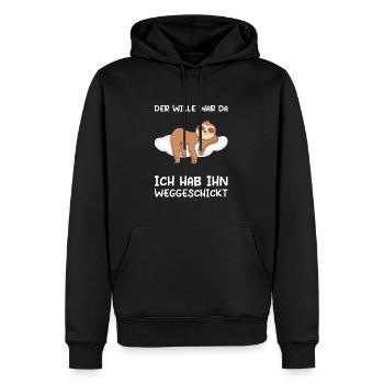 Faultier Sarkasmus Morgenmuffel Langschläfer - Männer Premium Bio Hoodie - Schwarz - Vorne - Nico (187cm)