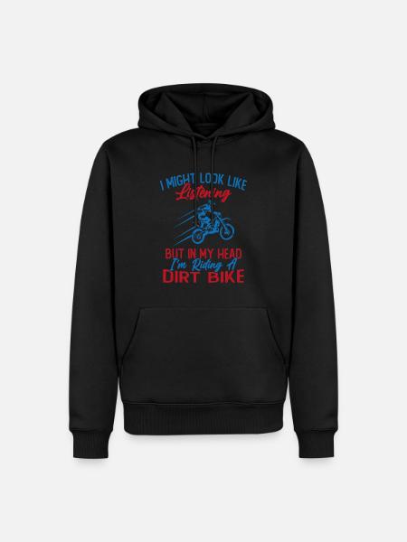 In mijn hoofd rijd ik op een motorfiets / Humor Motorcycle - Mannen Premium Bio hoodie - zwart