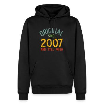 Millésime 2007 - Sweat à capuche Premium bio Homme - noir - Devant - Nico (187cm)