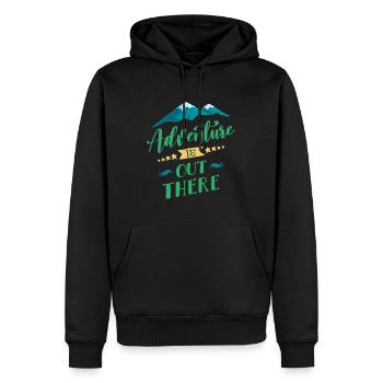 L'aventure est là, dehors - Sweat à capuche Premium bio Homme - noir - Devant - Nico (187cm)