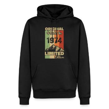 1974 Original - Made in 1974 - Limited Edition - Männer Premium Bio Hoodie - Schwarz - Vorne - Nico (187cm)