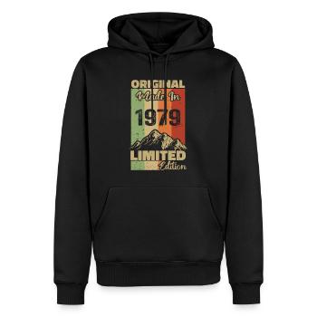 1979 Original - Fabriqué en 1979 - Edition Limitée - Sweat à capuche Premium bio Homme - noir - Devant - Nico (187cm)
