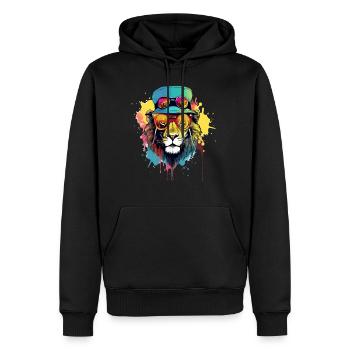 Noci le lion cool - Sweat à capuche Premium bio Homme - noir - Devant - Nico (187cm)