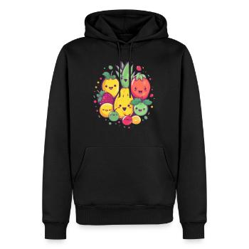 Ananas et sa bande Kawaii - Sweat à capuche Premium bio Homme - noir - Devant - Nico (187cm)