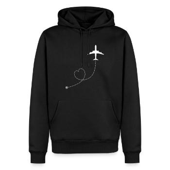 Flugzeug Route Herz Travel - Männer Premium Bio Hoodie - Schwarz - Vorne - Nico (187cm)