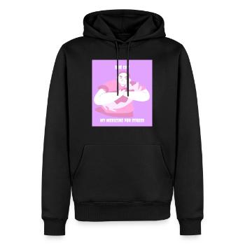 Hug Cat est mon médicament contre le stress - Sweat à capuche Premium bio Homme - noir - Devant - Nico (187cm)