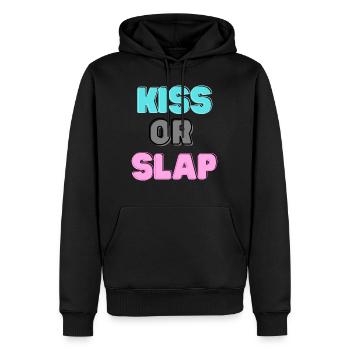 Kiss Or Slap - Männer Premium Bio Hoodie - Schwarz - Vorne - Nico (187cm)
