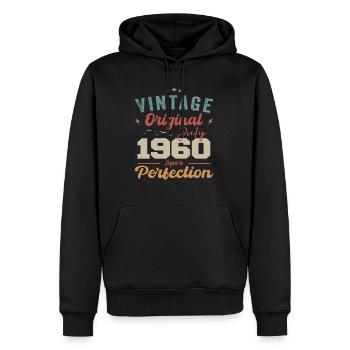 Juillet 1960 Anniversaire Juillet 1960 Original 1960 Juillet - Sweat à capuche Premium bio Homme - noir - Devant - Nico (187cm)