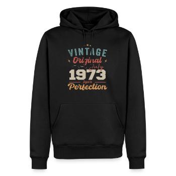 Juillet 1973 Anniversaire Juillet 1973 Original 1973 Juillet - Sweat à capuche Premium bio Homme - noir - Devant - Nico (187cm)