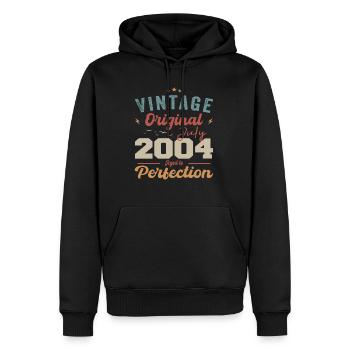 Juillet 2004 Anniversaire Juillet 2004 Original 2004 Juillet - Sweat à capuche Premium bio Homme - noir - Devant - Nico (187cm)