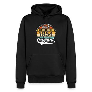 August 1954 Geburtstag Geschenkideen 1954 August - Männer Premium Bio Hoodie - Schwarz - Vorne - Nico (187cm)