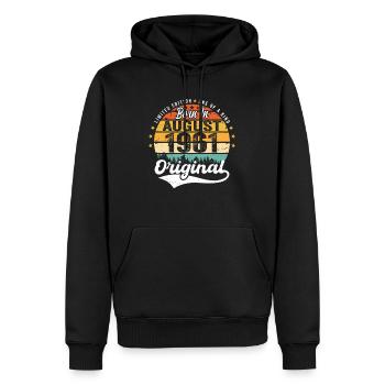 August 1961 Geburtstag Geschenkideen 1961 August - Männer Premium Bio Hoodie - Schwarz - Vorne - Nico (187cm)