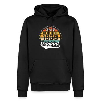 August 1969 Geburtstag Geschenkideen 1969 August - Männer Premium Bio Hoodie - Schwarz - Vorne - Nico (187cm)
