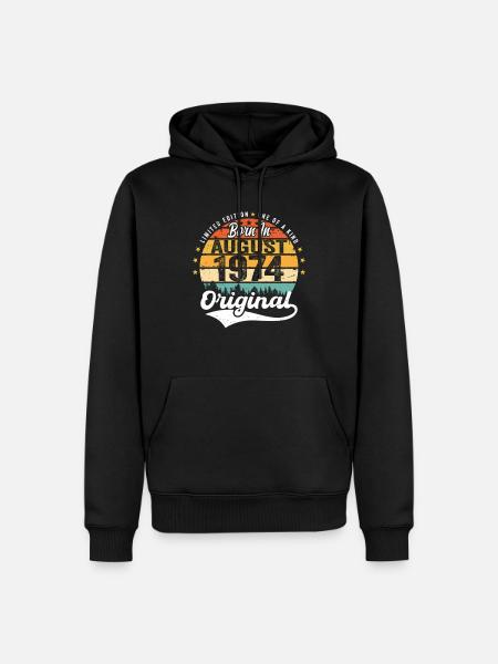 August 1974 Geburtstag Geschenkideen 1974 August - Herre Premium økologisk hoodie - sort