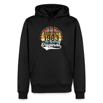 August 1983 Geburtstag Geschenkideen 1983 August - Männer Premium Bio Hoodie - Schwarz - Vorne - Nico (187cm)
