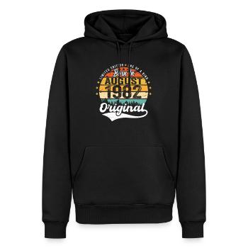 August 1982 Geburtstag Geschenkideen 1982 August - Männer Premium Bio Hoodie - Schwarz - Vorne - Nico (187cm)