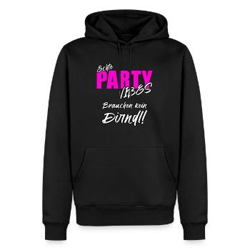 Echte Partyvibes brauchen kein Dirndl! - Männer Premium Bio Hoodie - Schwarz - Vorne - Nico (187cm)