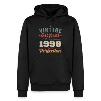 Septembre 1998 Anniversaire 1998 Septembre Cadeau - Sweat à capuche Premium bio Homme - noir - Devant - Nico (187cm)