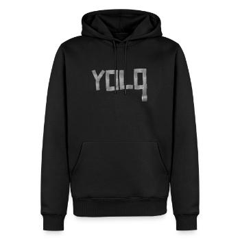 Yolo - Männer Premium Bio Hoodie - Schwarz - Vorne - Nico (187cm)