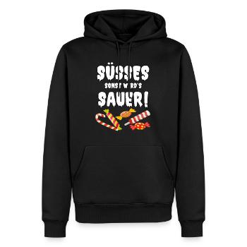 Süßes sonst wird’s sauer - Männer Premium Bio Hoodie - Schwarz - Vorne - Nico (187cm)