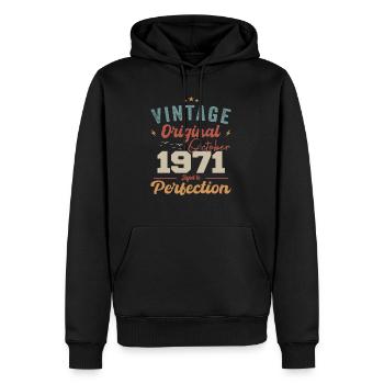 Oktober 1971 Geburtstagsgeschenk 1971 Oktober - Männer Premium Bio Hoodie - Schwarz - Vorne - Nico (187cm)