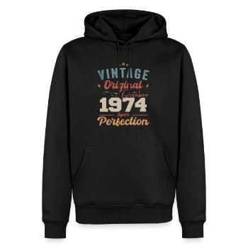October 1974 Birthday Present 1974 October - Men’s Premium Organic Hoodie - black - Front - Nico (187cm)