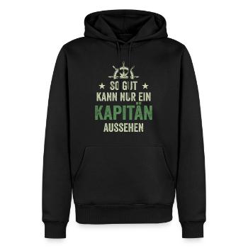 So gut kann nur ein Kapitän aussehen - Männer Premium Bio Hoodie - Schwarz - Vorne - Nico (187cm)
