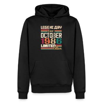 Oktober 1986 Vintage - Geburtstagsgeschenk 1986 - Männer Premium Bio Hoodie - Schwarz - Vorne - Nico (187cm)